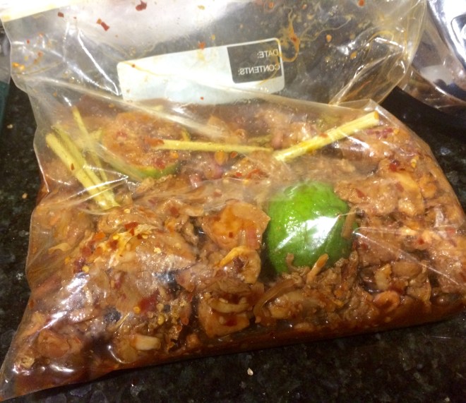 This is what the chicken looked like after a day in the marinade